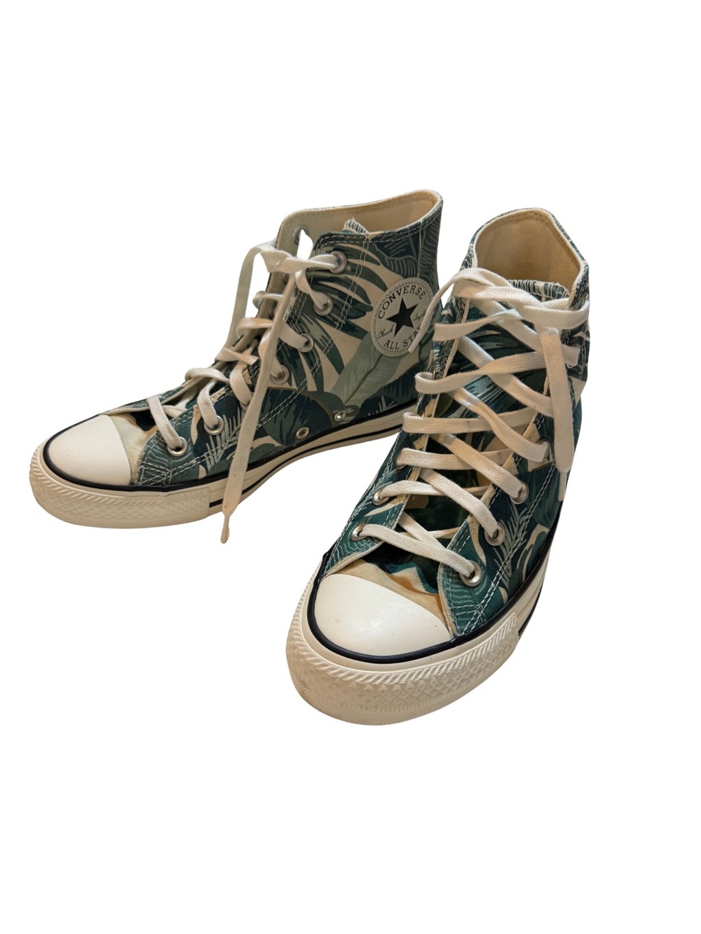 Converse Women’s Green Banana Leaf Miami High-Top Sneakers with Cream Accents
